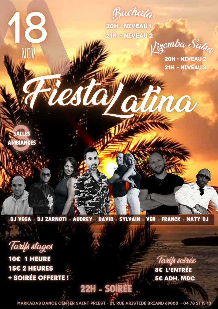 Stages & Soirée FIESTA LATINA- Bachata- Kizomba-Salsa - Saint Priest