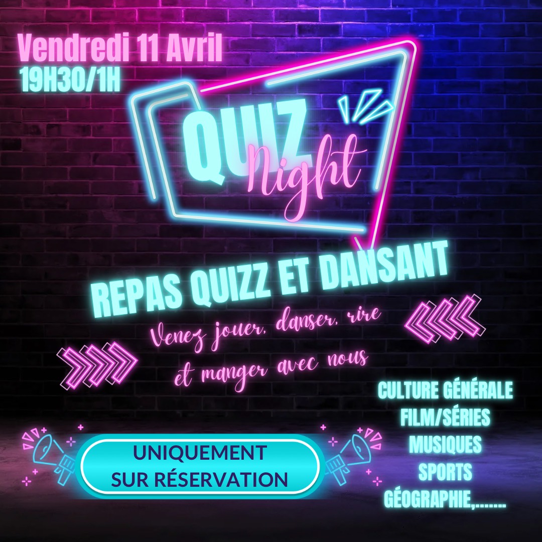 Pink and Blue Neon Quiz Night Instagram Post